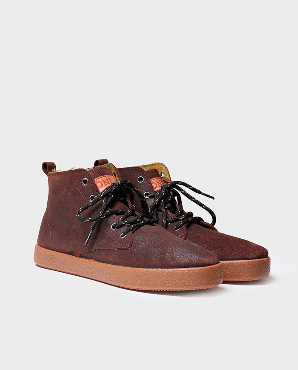 Botins de Pele com Atacadores Castanho-2