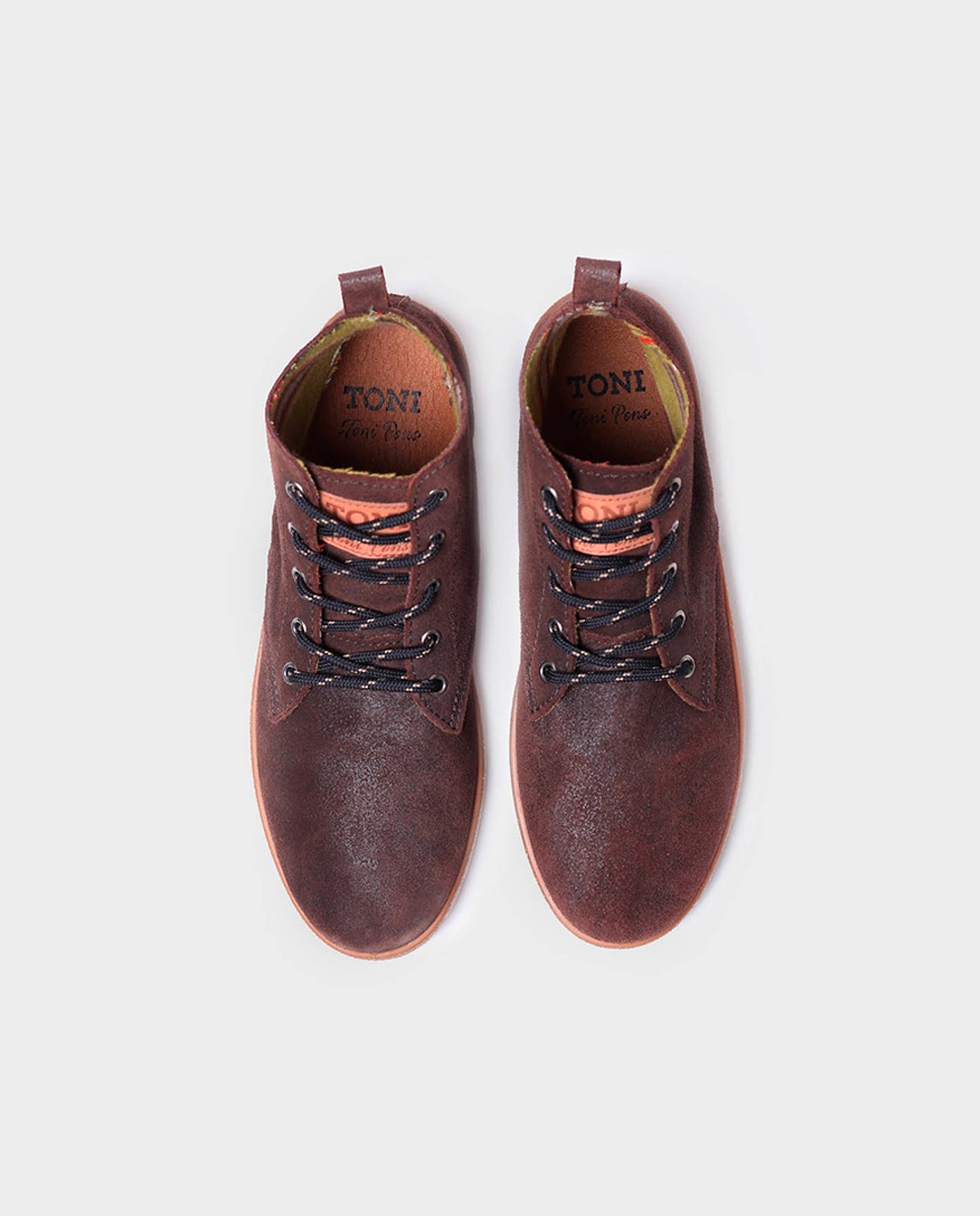 Botins de Pele com Atacadores Castanho-3