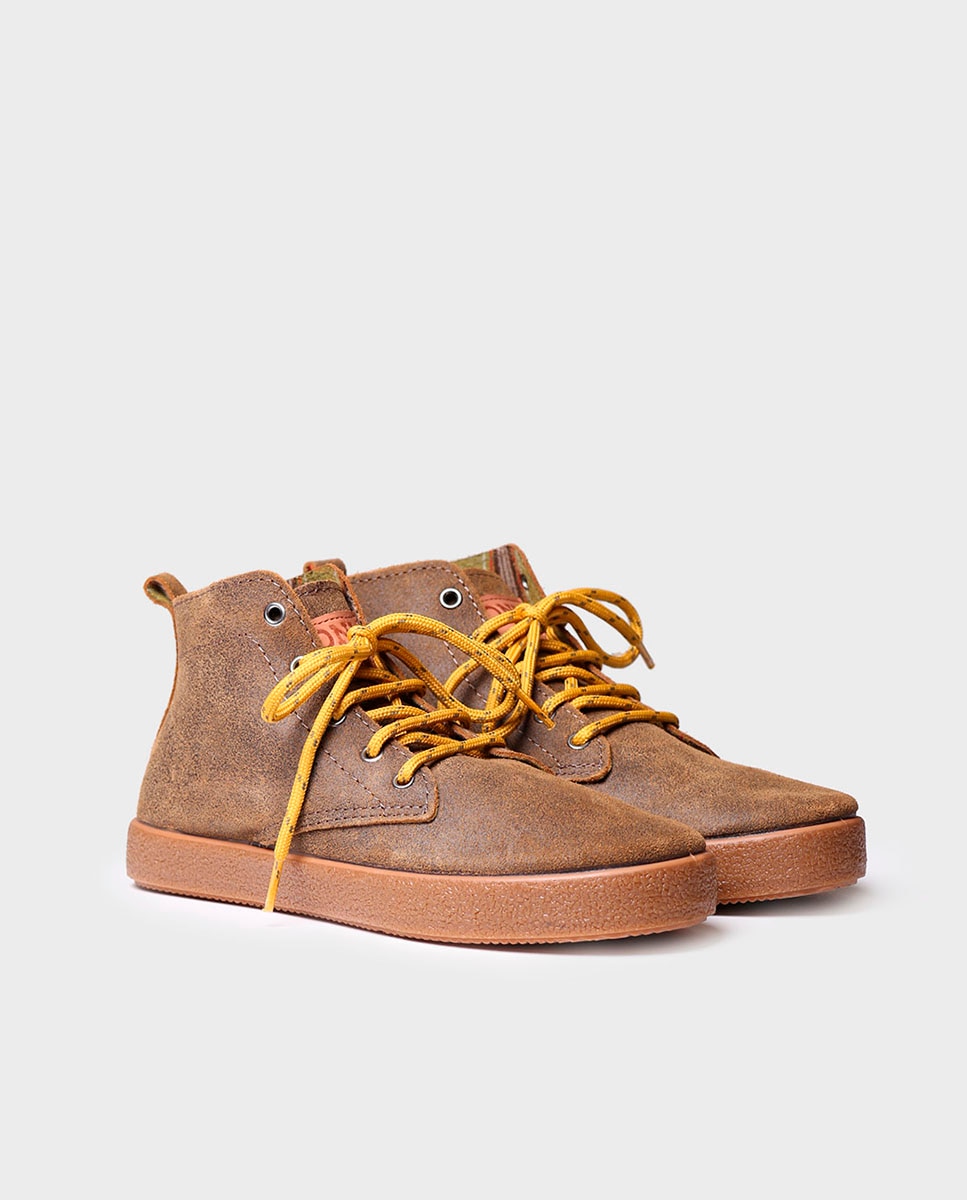 Botins de Pele com Atacadores Amarelo-2