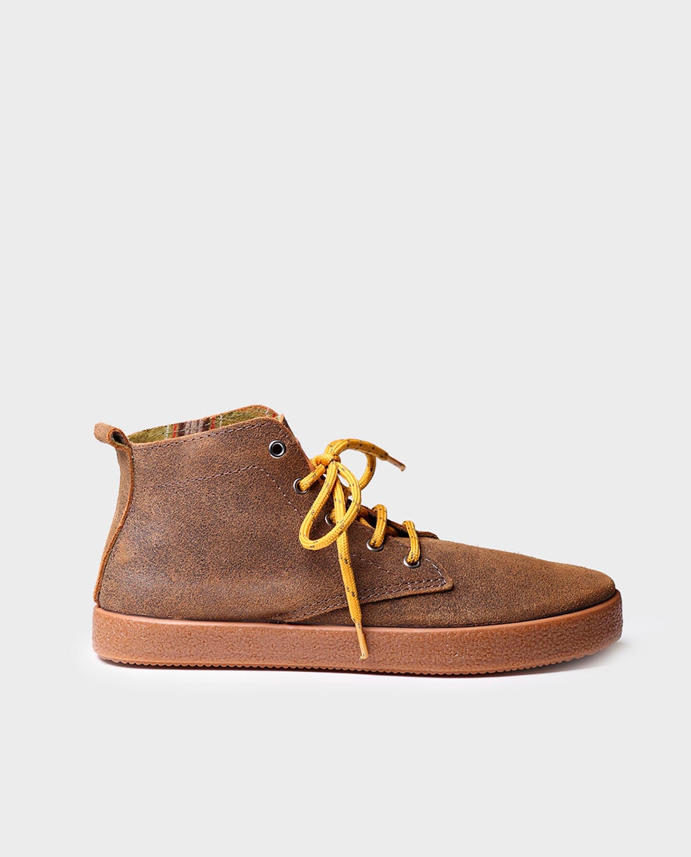 Botins de Pele com Atacadores Amarelo-1