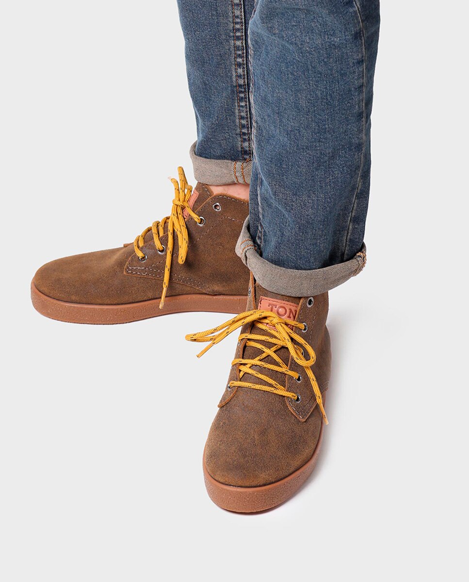 Botins de Pele com Atacadores Amarelo-4