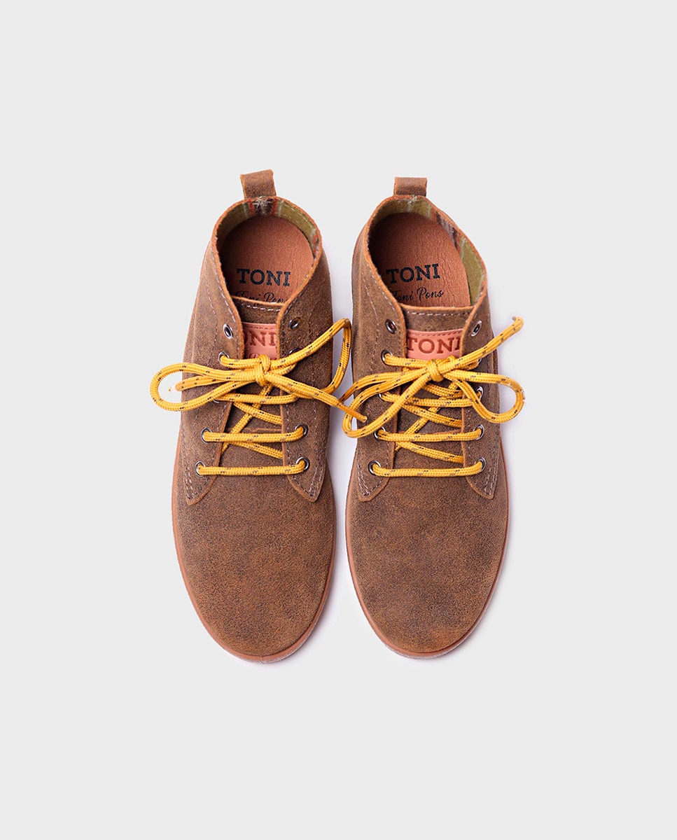 Botins de Pele com Atacadores Amarelo-3