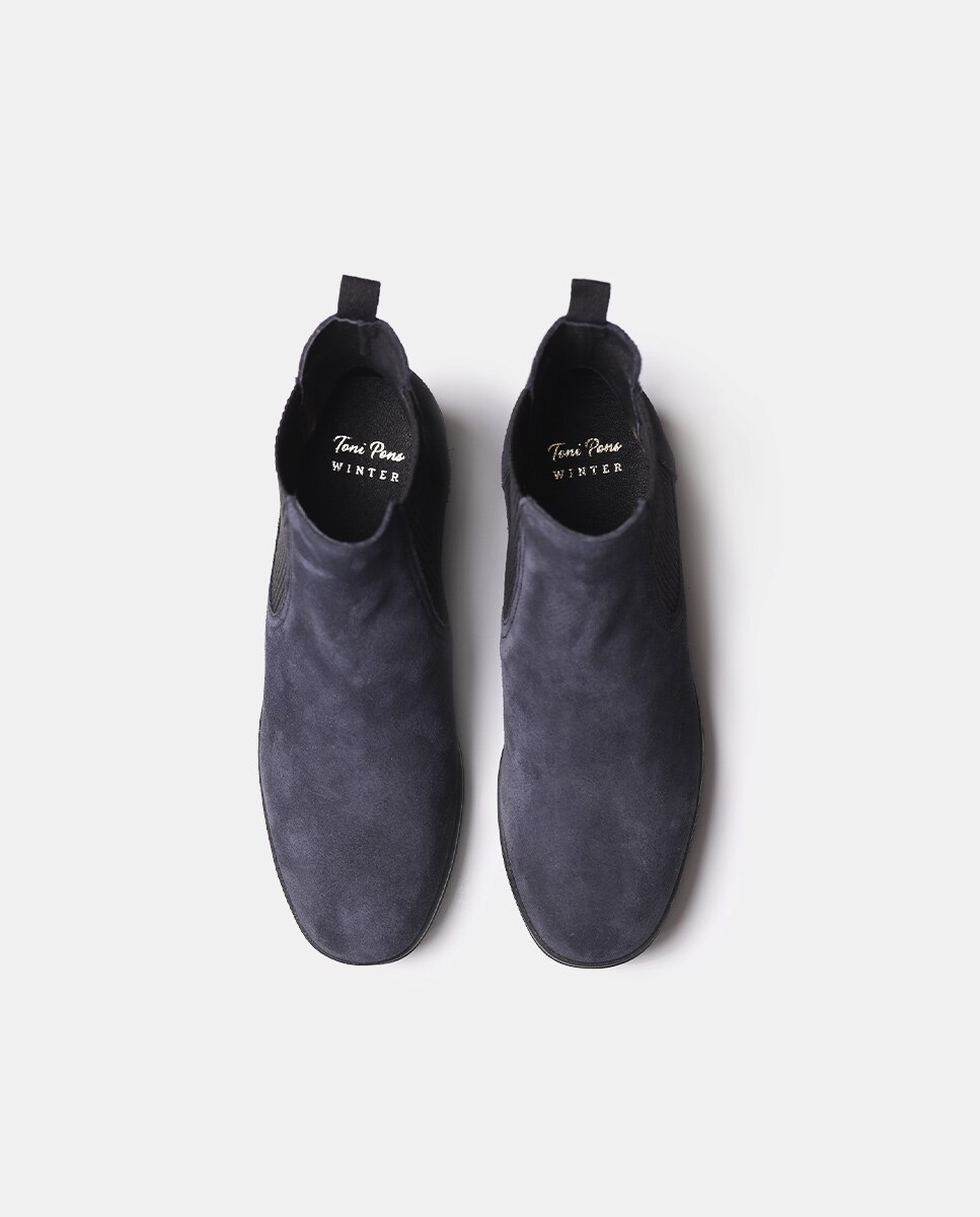 Botins de Camurça com Elásticos Azul-marinho-3