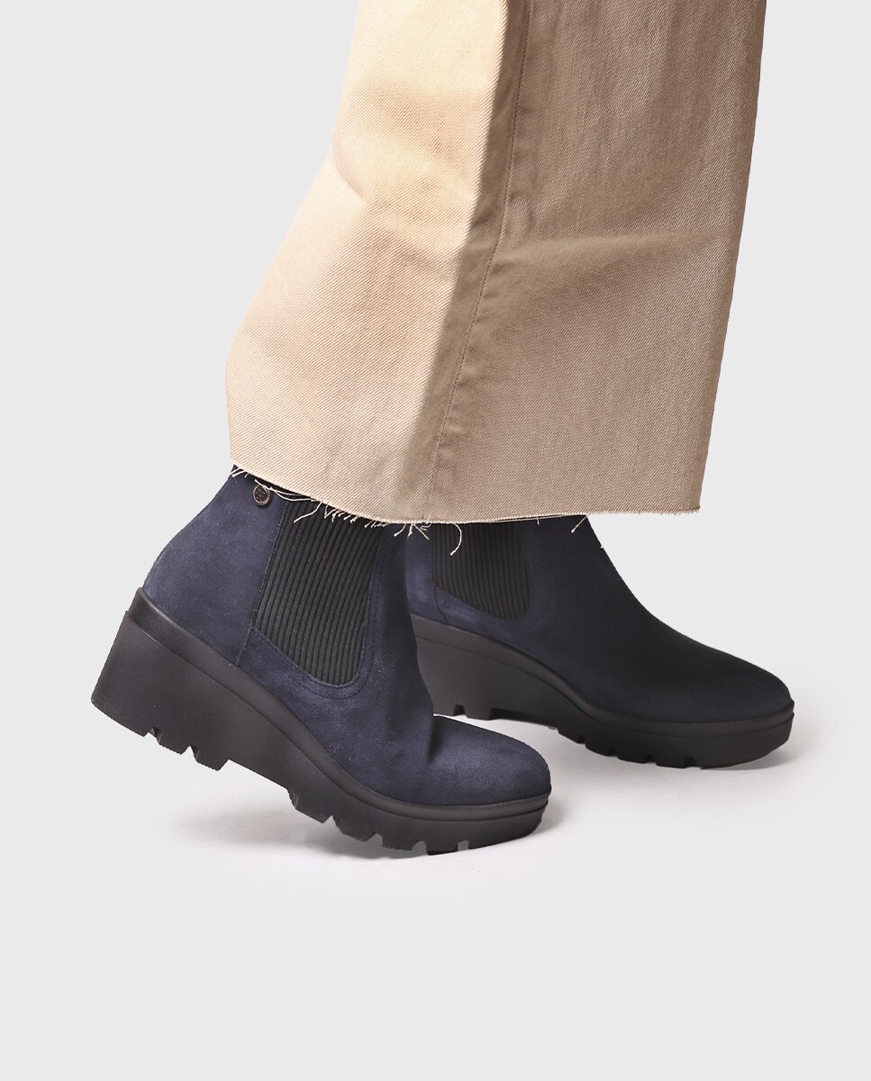 Botins de Camurça com Elásticos Azul-marinho-4