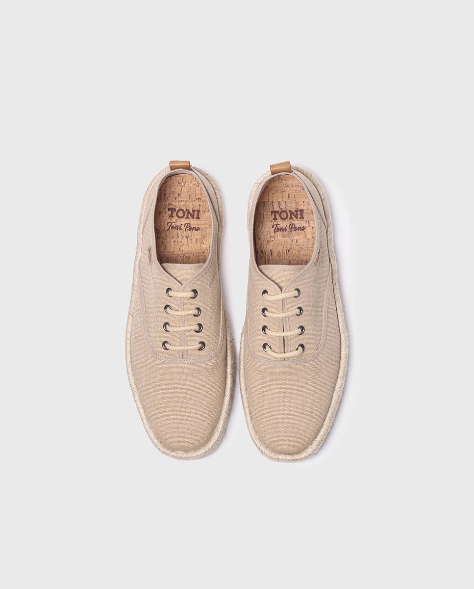 Alpercatas de Tecido em Liso com Atacadores Cru-3