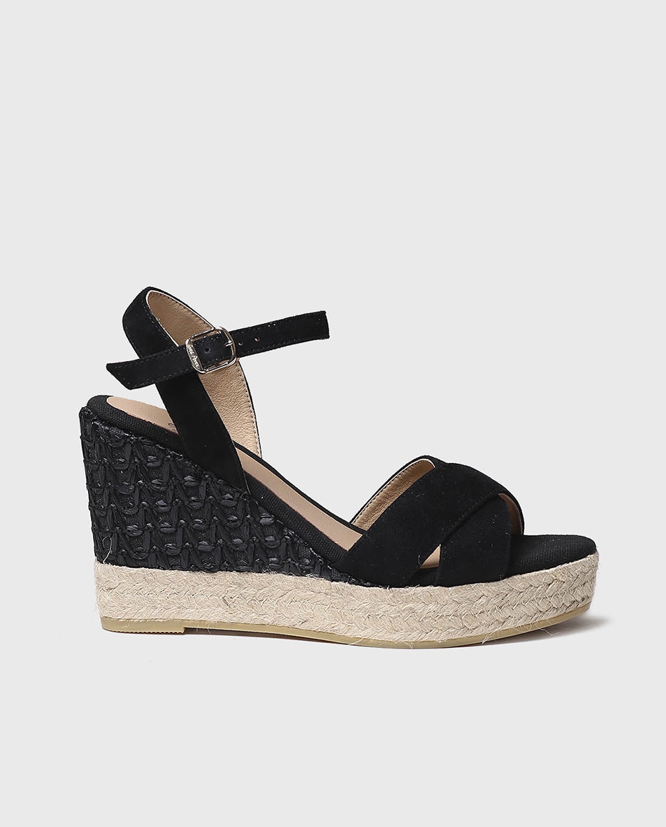 Alpercatas de Cunha em Camurça com Fivela Preto-1