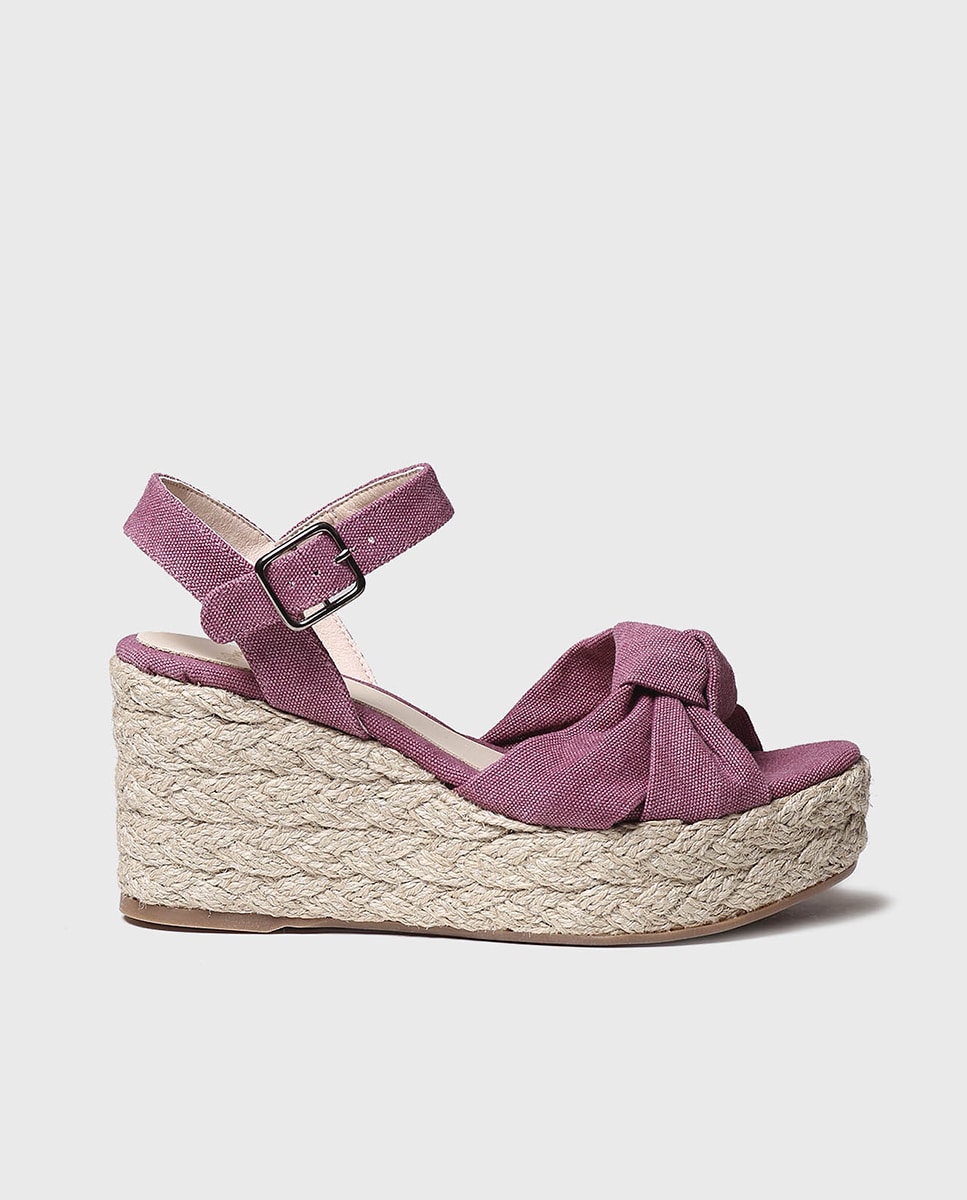 Alpercatas de Cunha em Tecido com Fivela Roxo-1