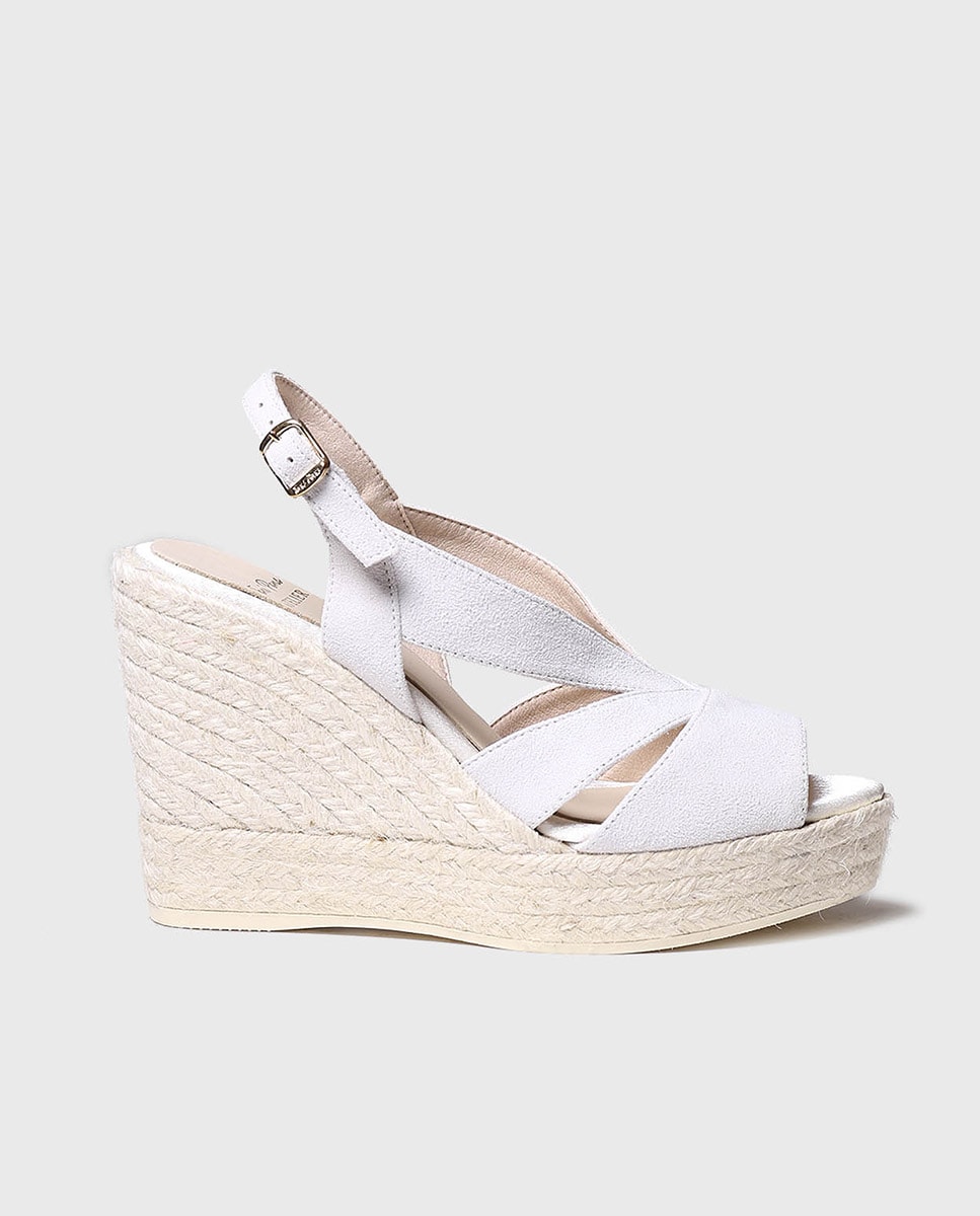 Alpercatas de Cunha em Camurça com Fivela Branco-1