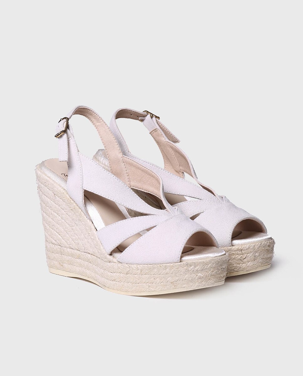 Alpercatas de Cunha em Camurça com Fivela Branco-2