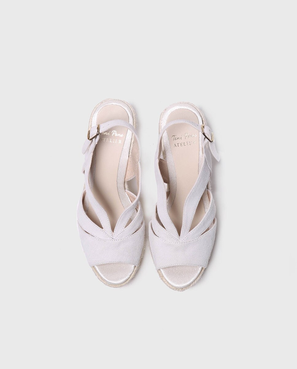 Alpercatas de Cunha em Camurça com Fivela Branco-3