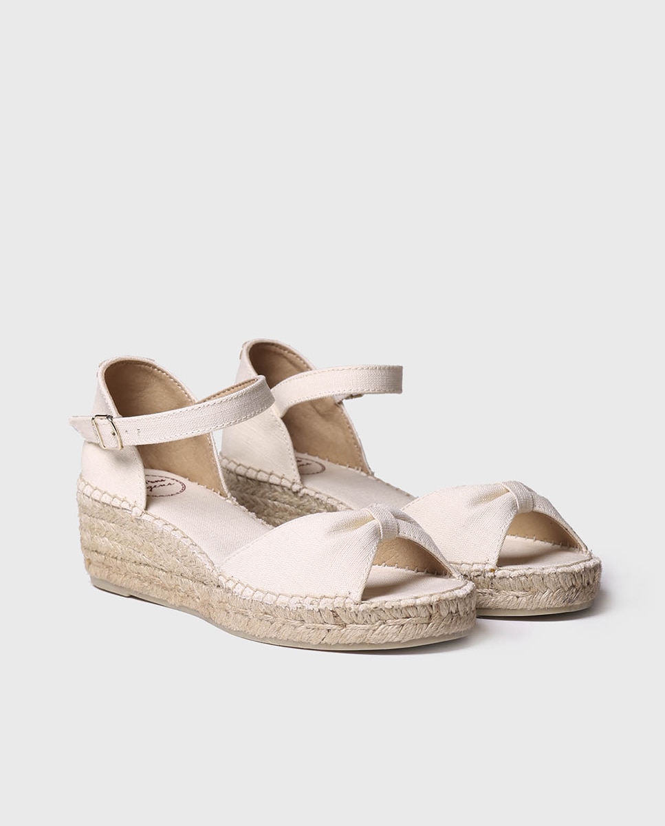 Alpercatas de Cunha em Tecido com Fivela Cru-2