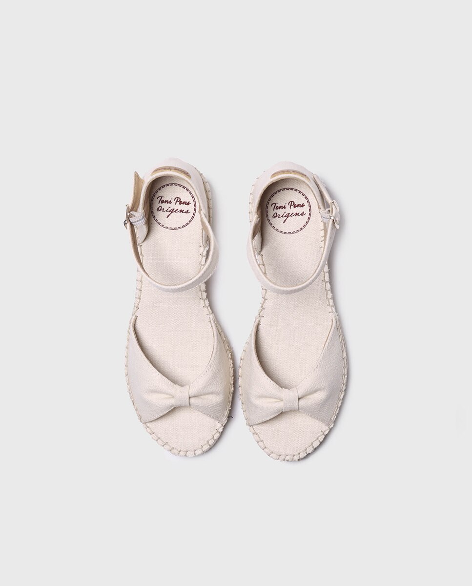 Alpercatas de Cunha em Tecido com Fivela Cru-3