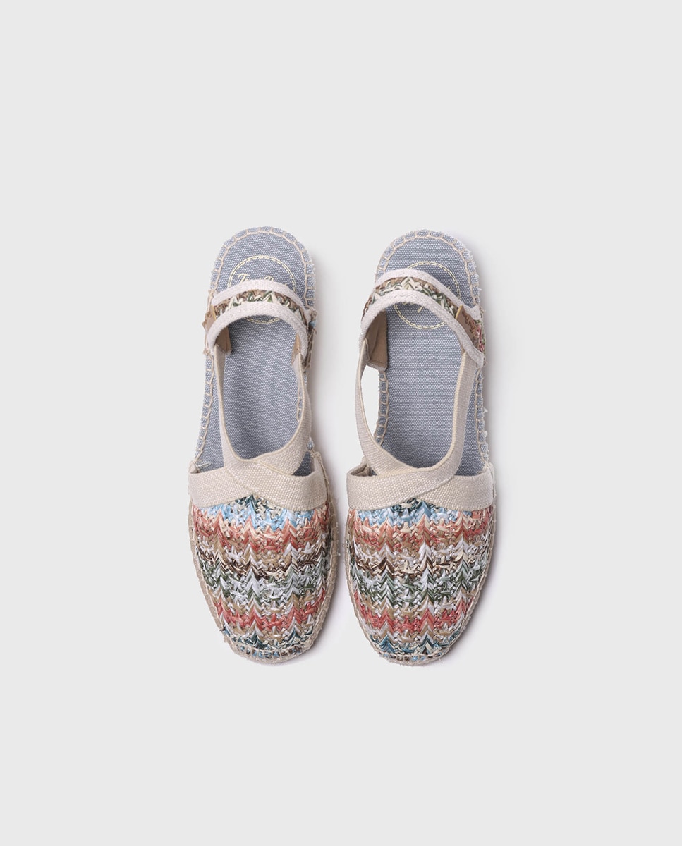 Alpercatas de Cunha em Tecido Estampado com Elásticos Multicolor-3