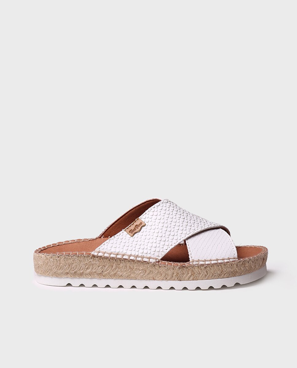 Alpercatas Rasas Abertas de Tecido em Liso Branco-1