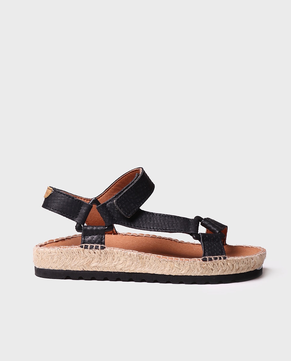 Alpercatas Rasas de Tecido com Velcro Preto-1