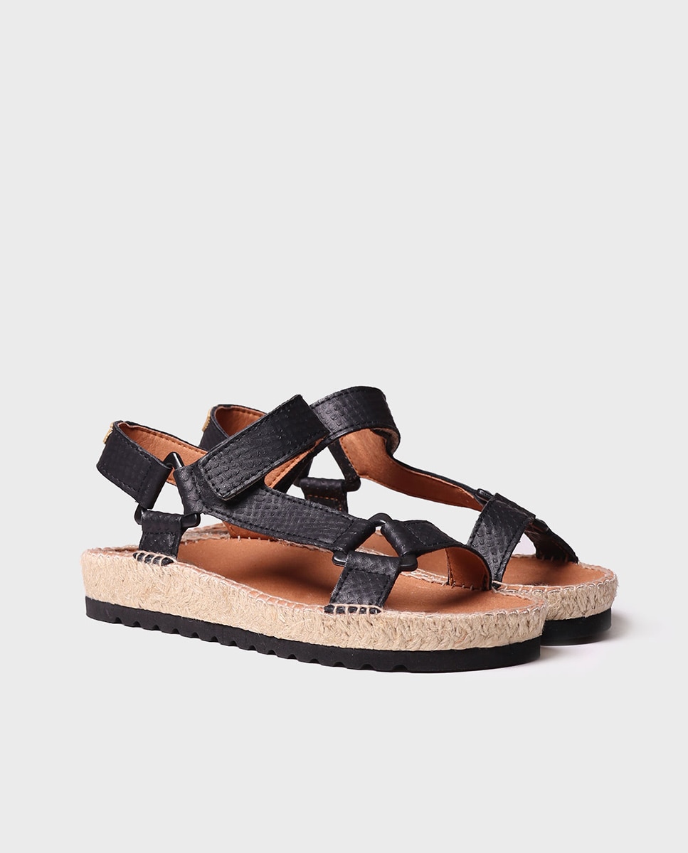 Alpercatas Rasas de Tecido com Velcro Preto-2