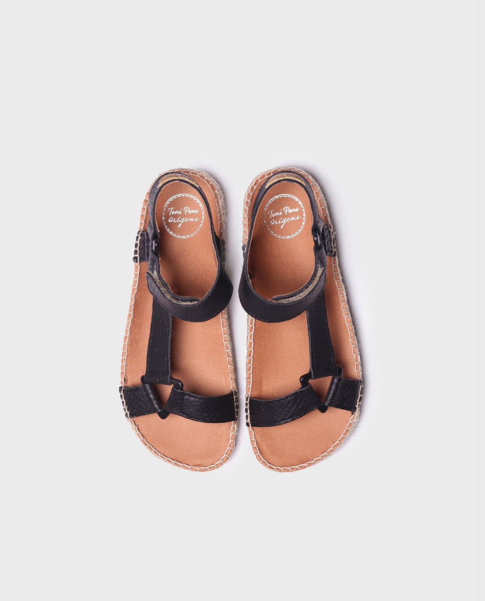 Alpercatas Rasas de Tecido com Velcro Preto-3