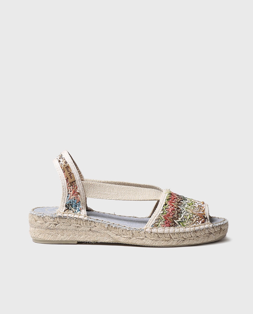 Alpercatas de Cunha em Tecido Estampado com Elásticos Multicolor-1