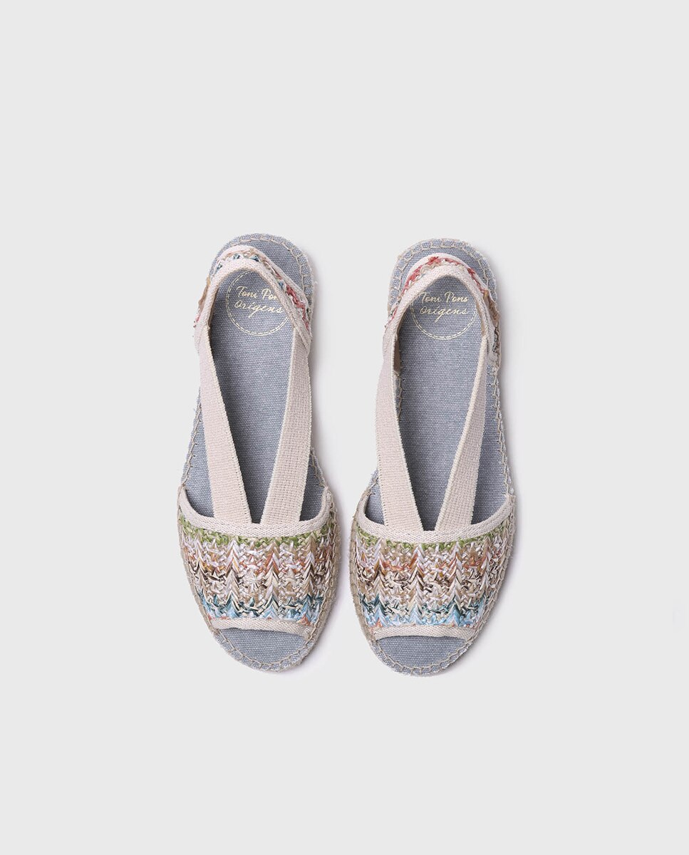 Alpercatas de Cunha em Tecido Estampado com Elásticos Multicolor-3