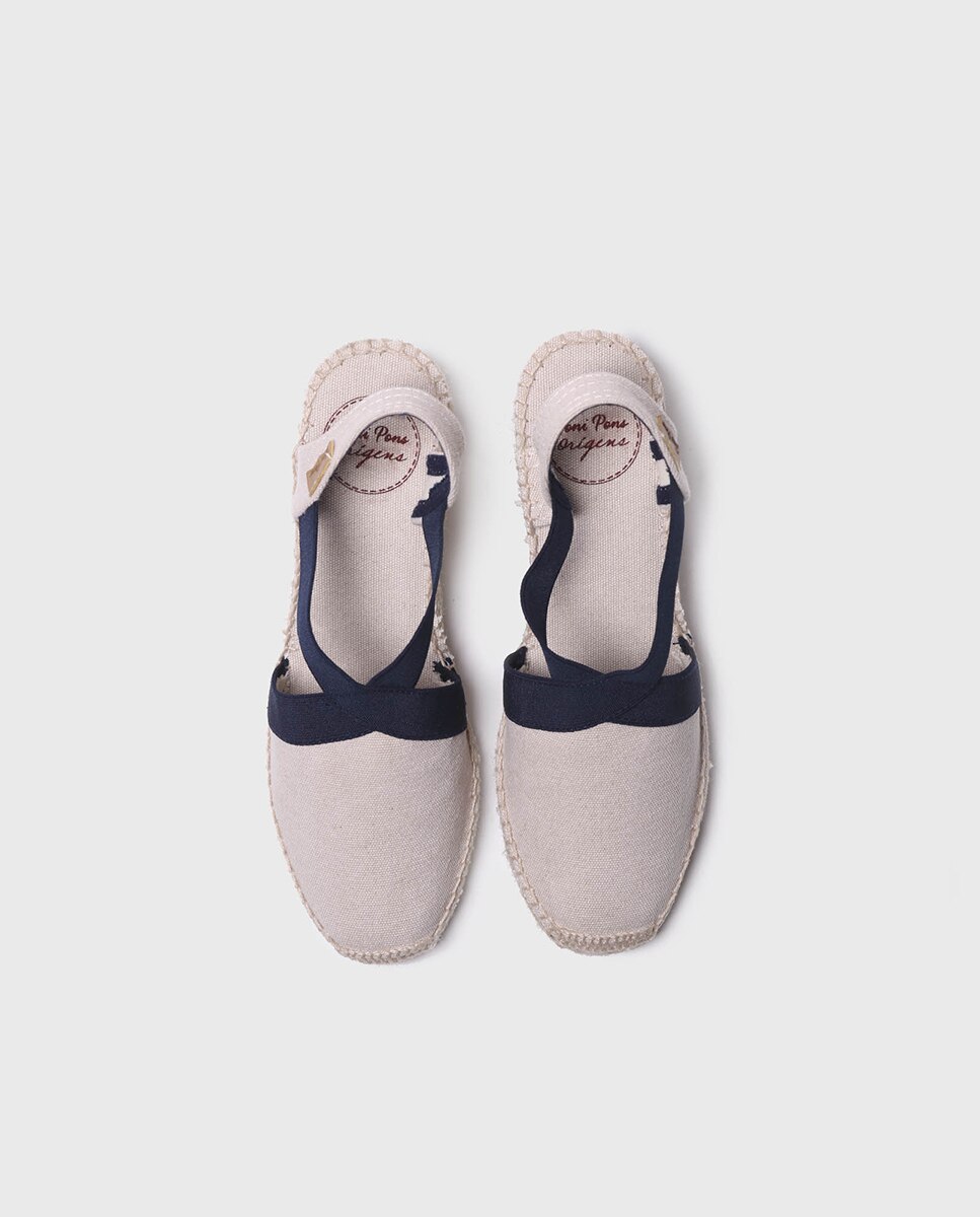 Alpercatas de Cunha em Tecido em Liso com Elásticos Cru-3