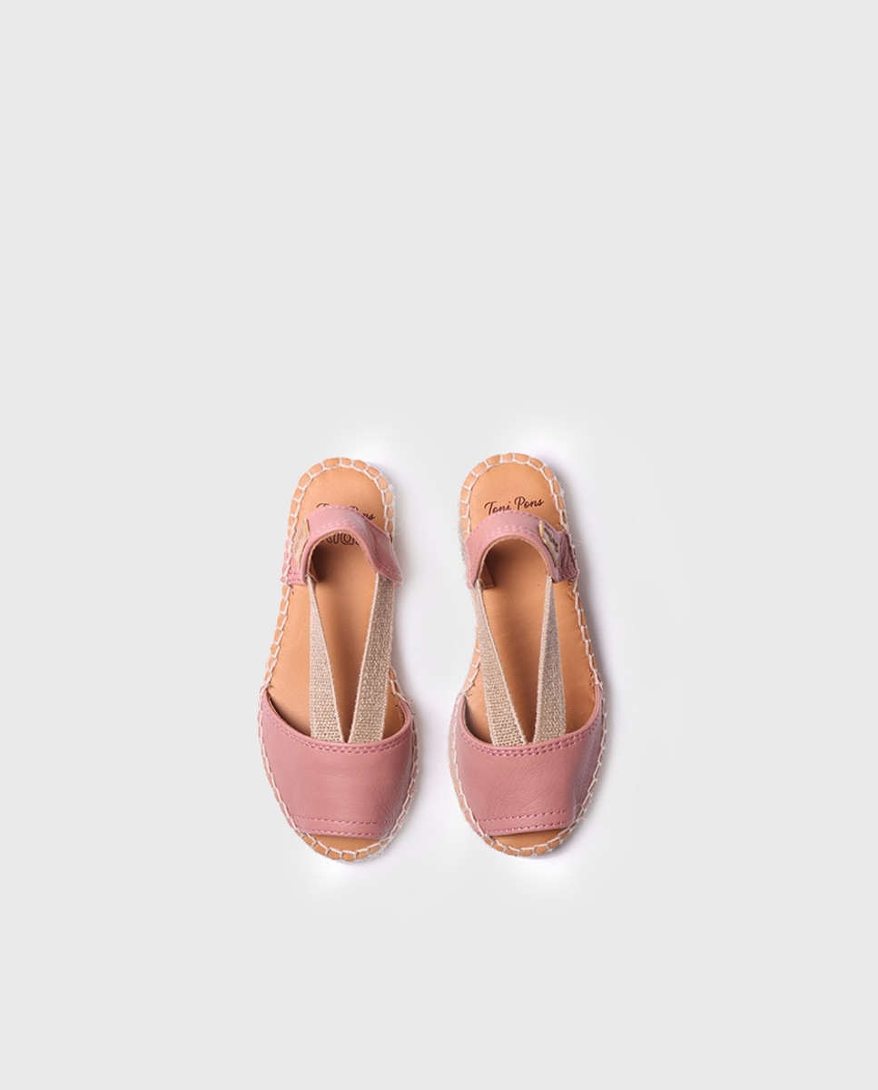 Alpercatas Infantil em Pele de Tons Lisos e Elásticos Rosa-3