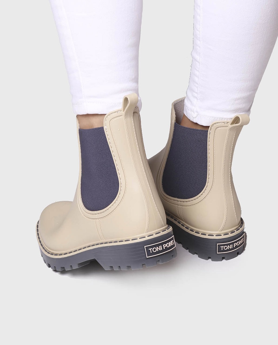 Botins de Água de Borracha com Elásticos Branco-4