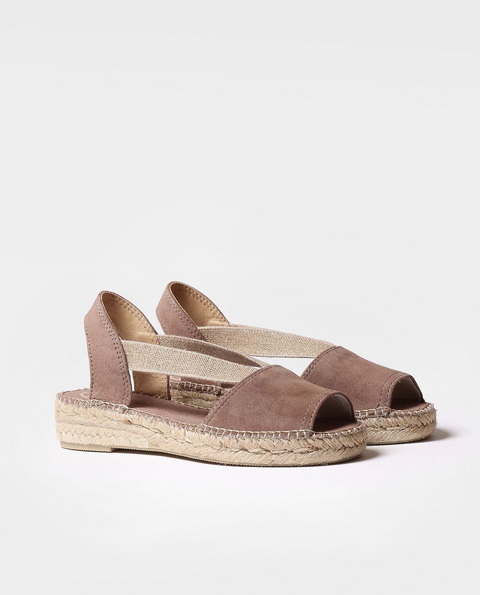 Alpercatas de Cunha em Camurça com Elásticos Castanho-2