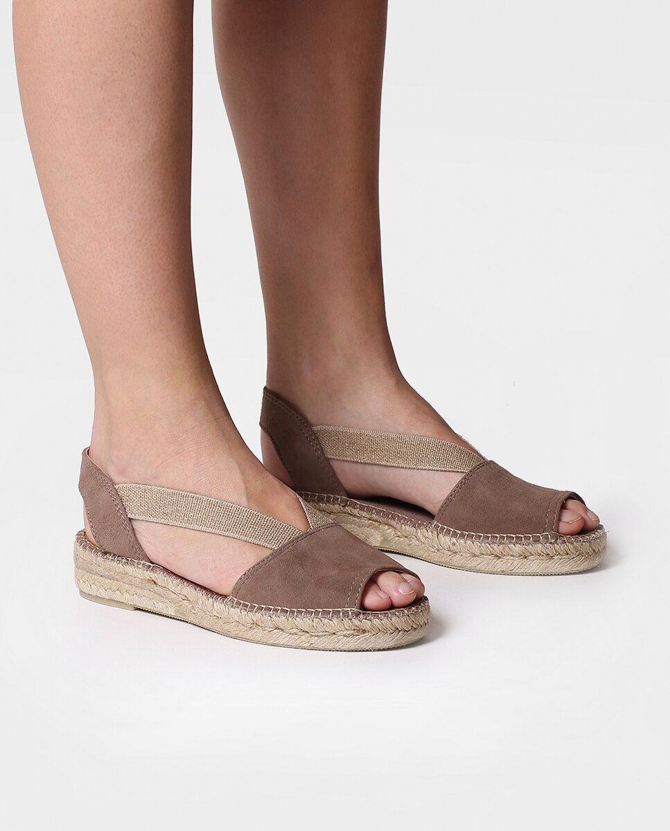 Alpercatas de Cunha em Camurça com Elásticos Castanho-4