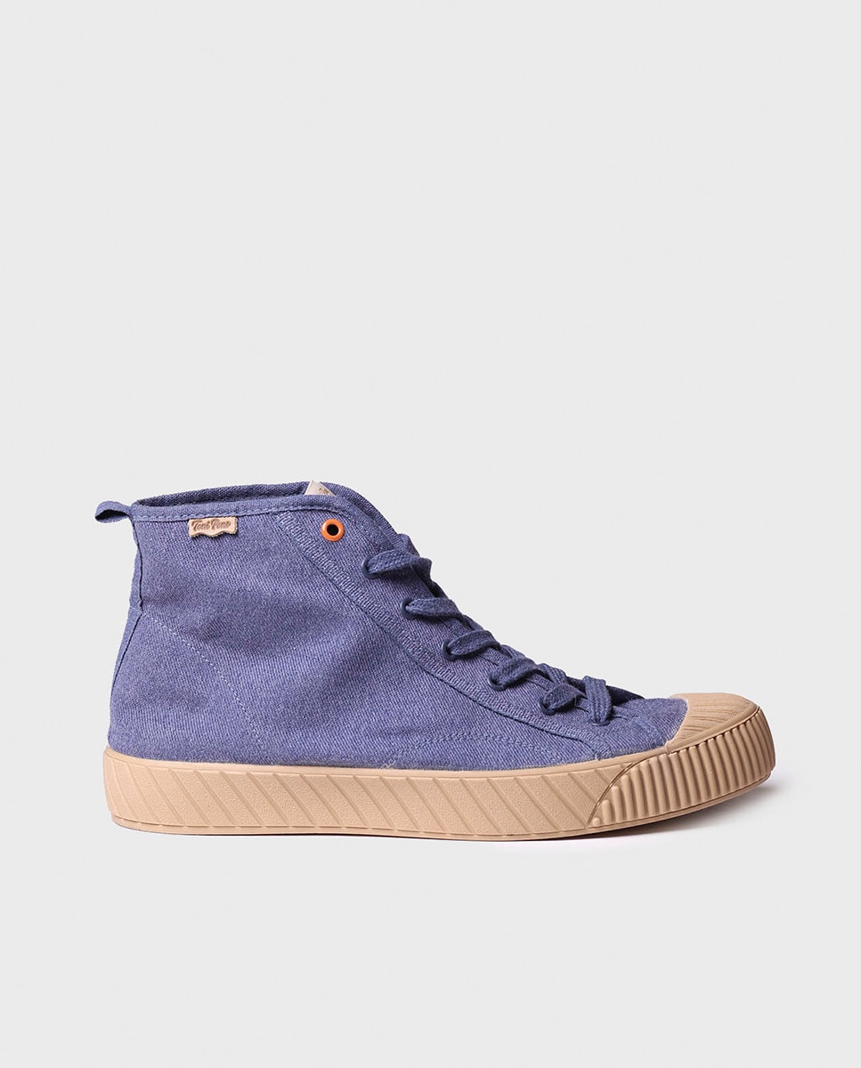 Sapatilhas de Lona em Liso com Atacadores Azul-marinho-1