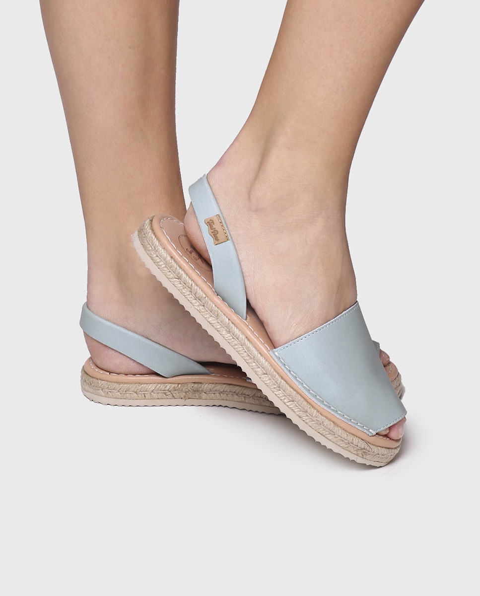 Menorquinas de Pele em Liso Azul-claro-4