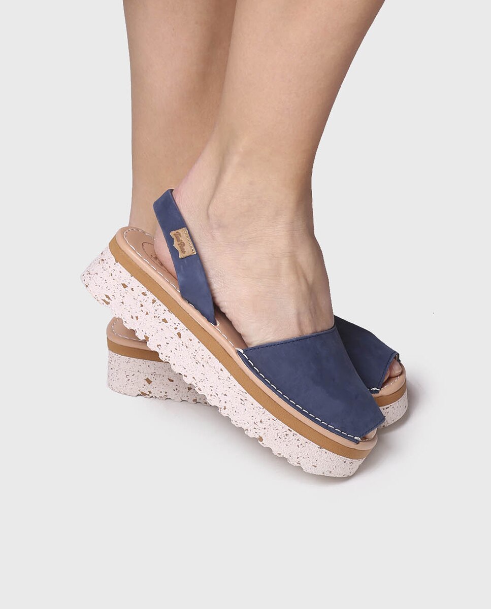 Menorquinas de Pele em Tons Lisos Azul-marinho-4