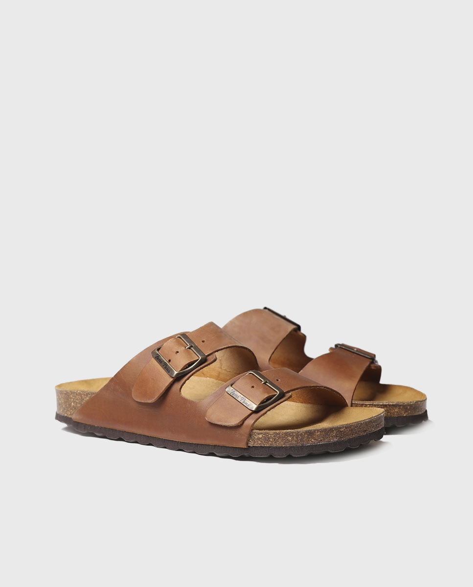 Sandálias de Pele com Fivelas Couro-2