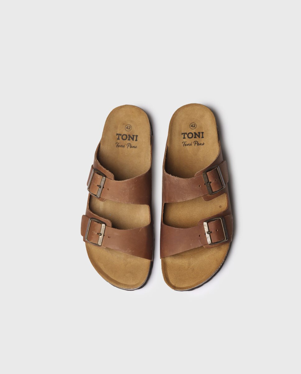 Sandálias de Pele com Fivelas Couro-3