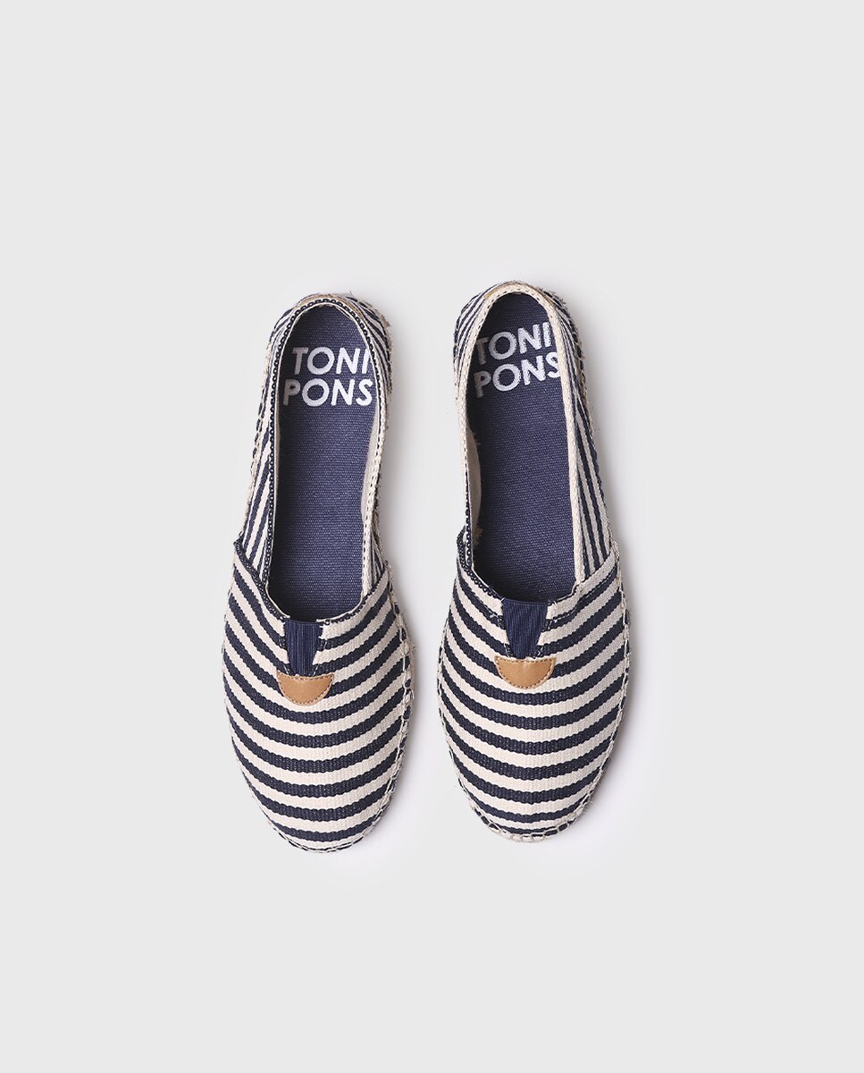 Alpercatas Rasas Unissexo de Tecido Às Riscas Azul-marinho-3