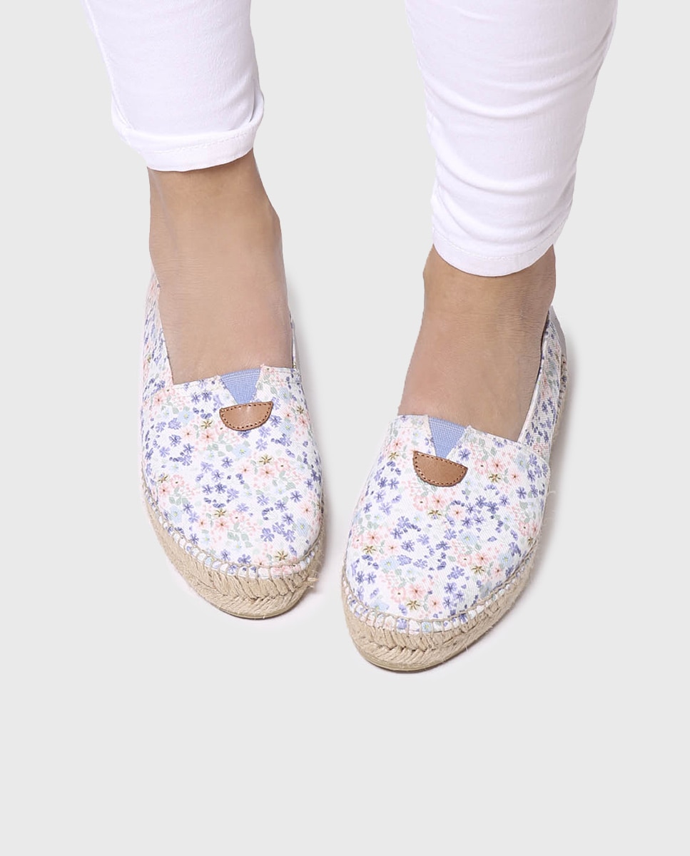 Alpercatas Rasas Unissexo de Tecido com Estampado Floral Cru-4