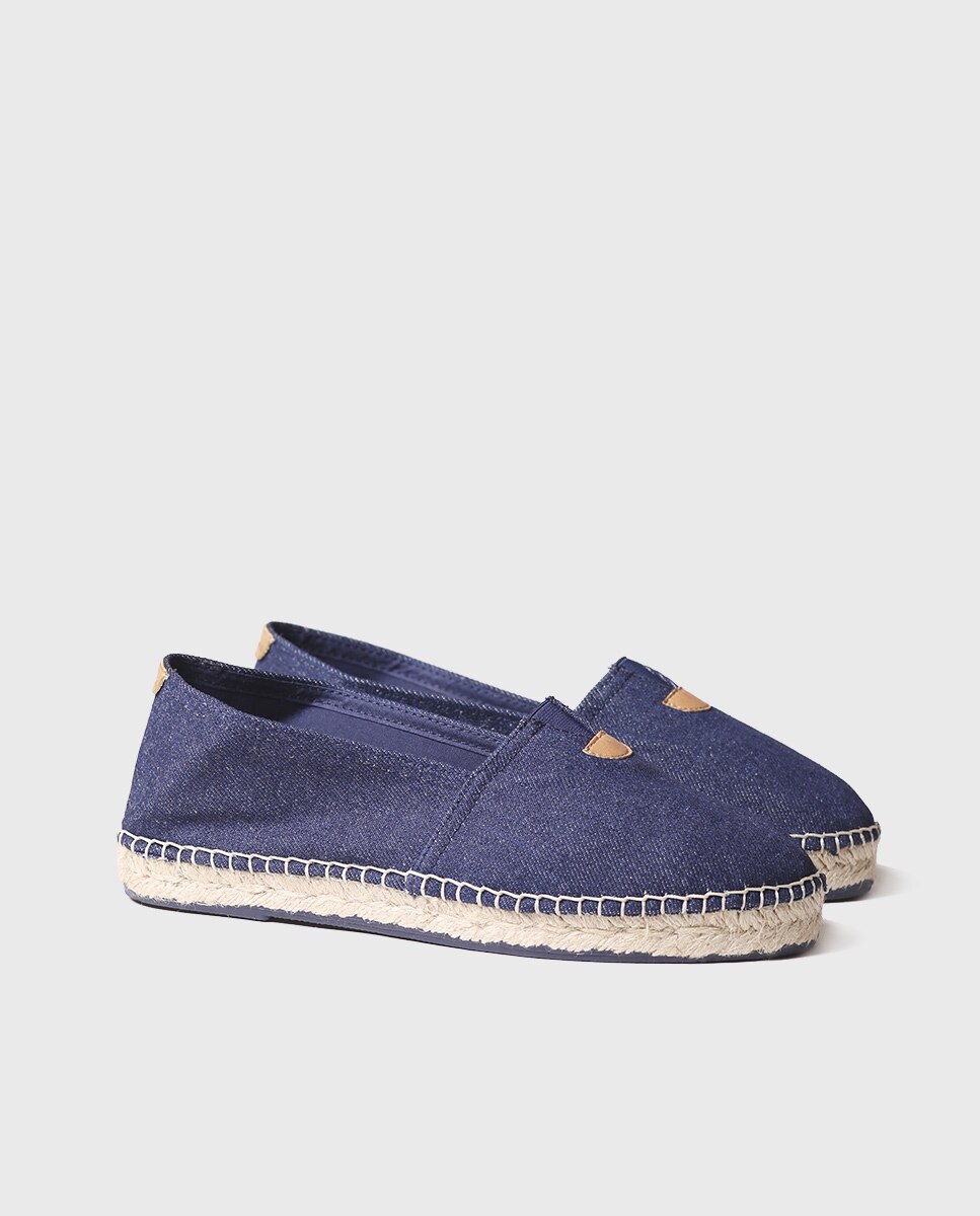 Alpercatas Rasas Unissexo de Tecido em Liso Azul-marinho-2