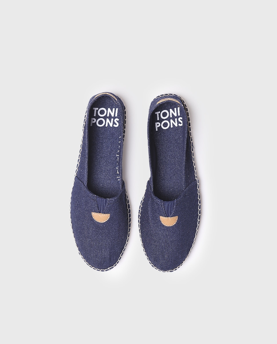 Alpercatas Rasas Unissexo de Tecido em Liso Azul-marinho-3