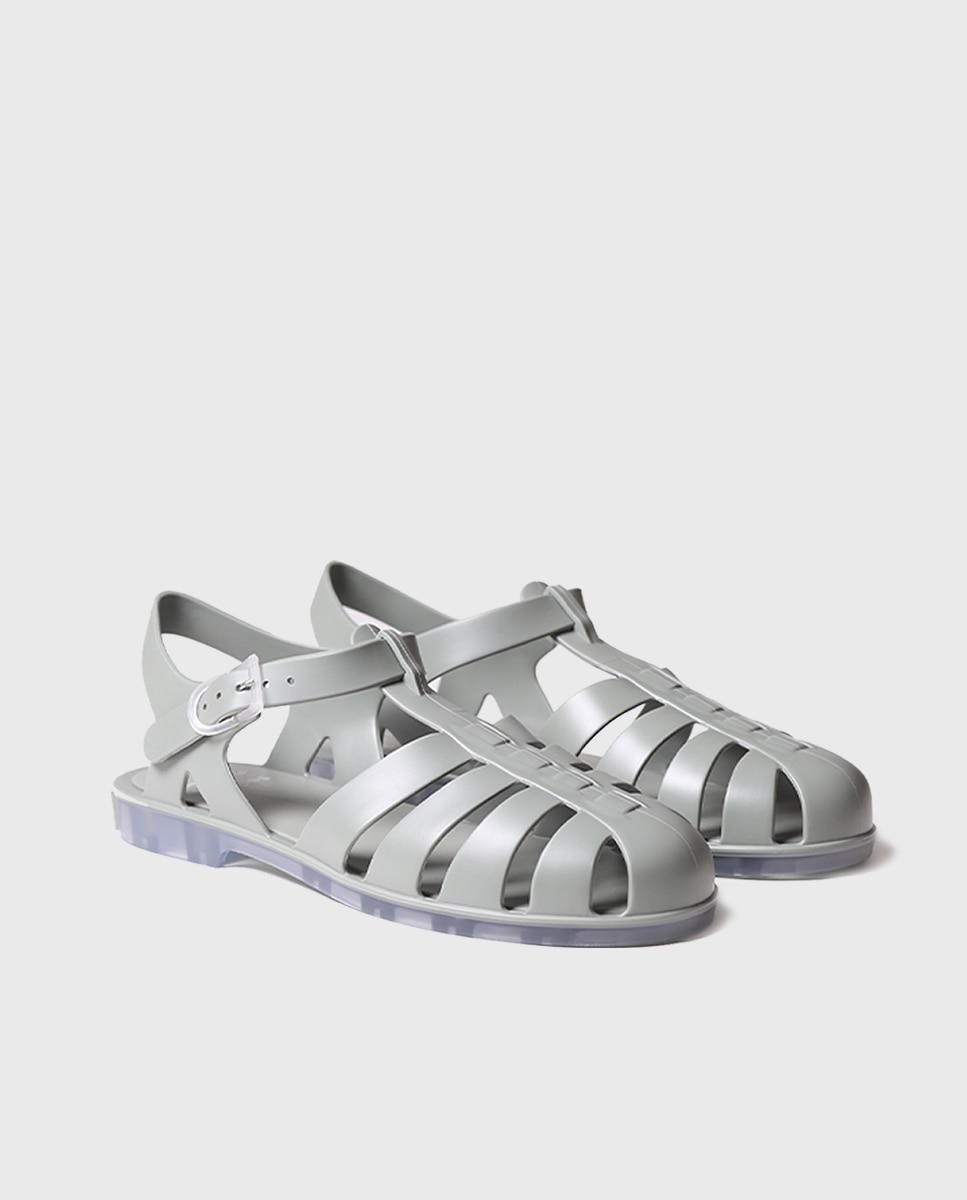 Cangrejeras de Borracha com Fivela Verde-claro-2