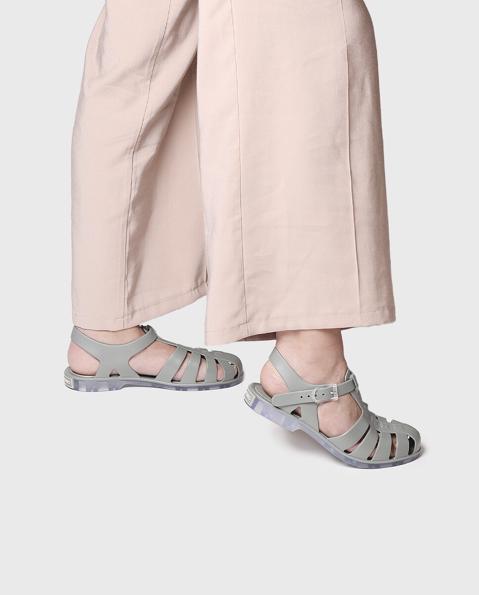 Cangrejeras de Borracha com Fivela Verde-claro-4