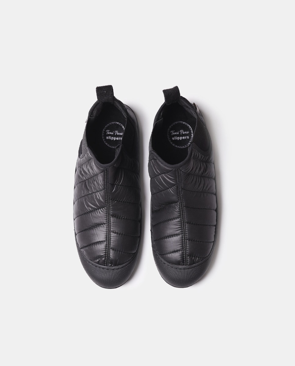 Pantufas de Tecido Acolchoado Preto-3