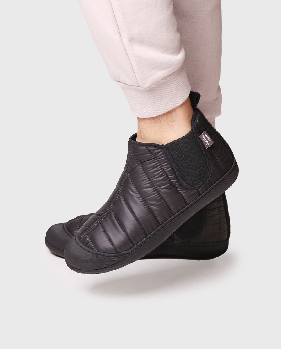 Pantufas de Tecido Acolchoado Preto-4