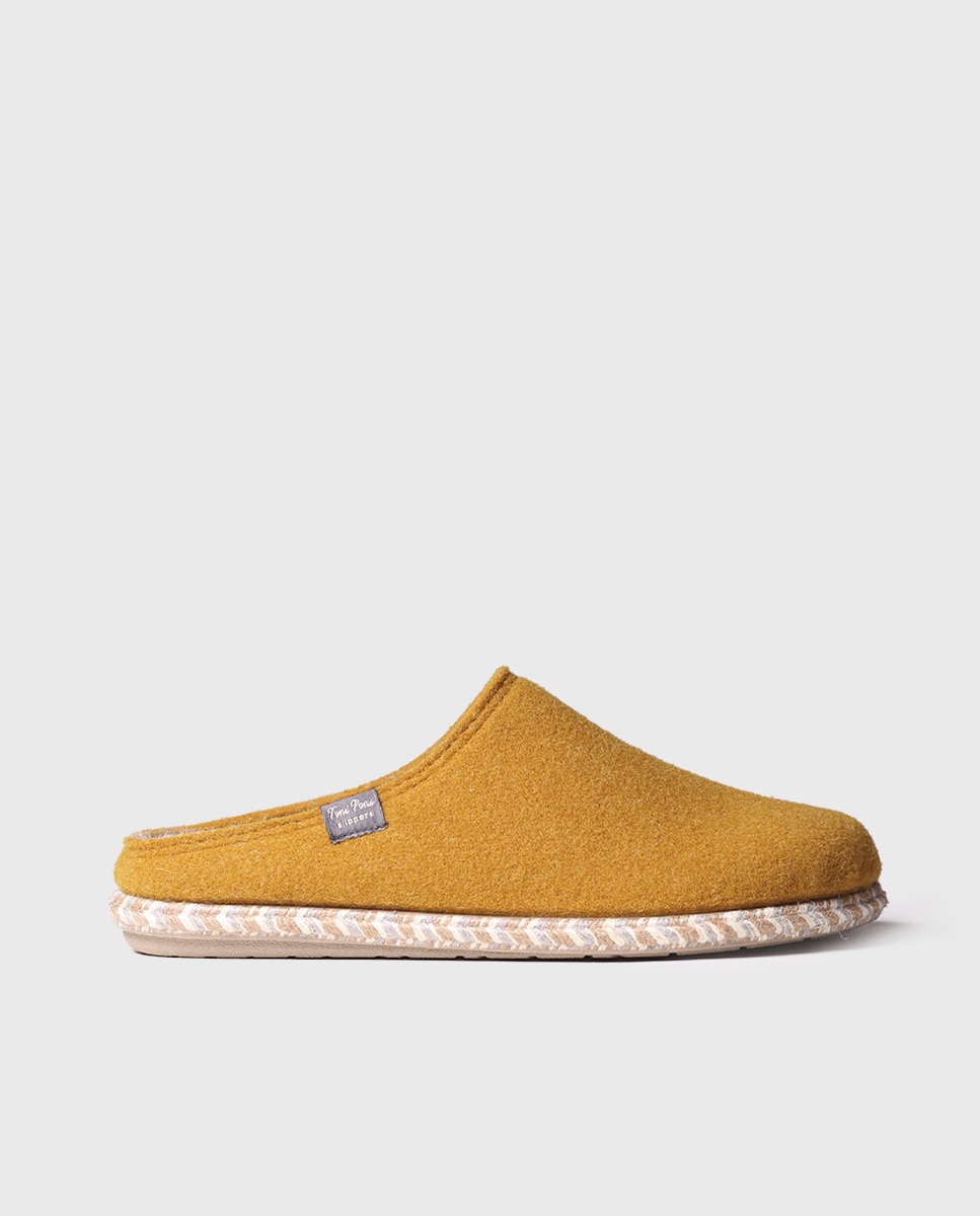 Pantufas de Feltro em Liso Amarelo-1