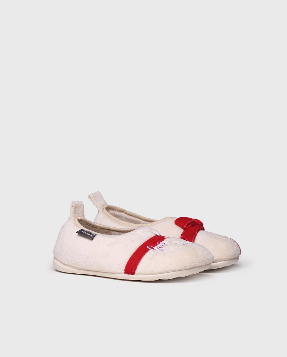 Pantufas Fechadas Infantil de Tecido com Motivos Invernales Bordados Toni Pons Bege-2