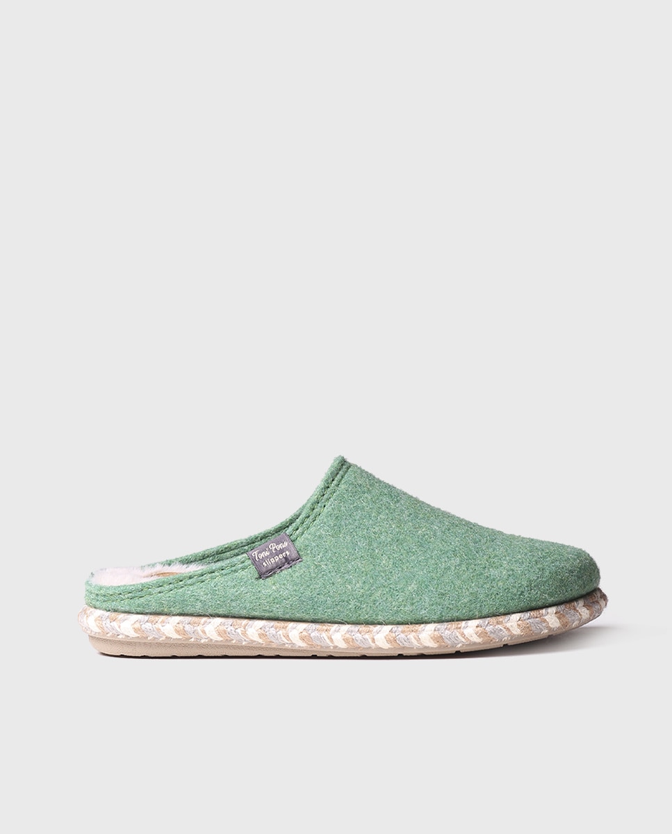Pantufas Abertas de Feltro Verde-1