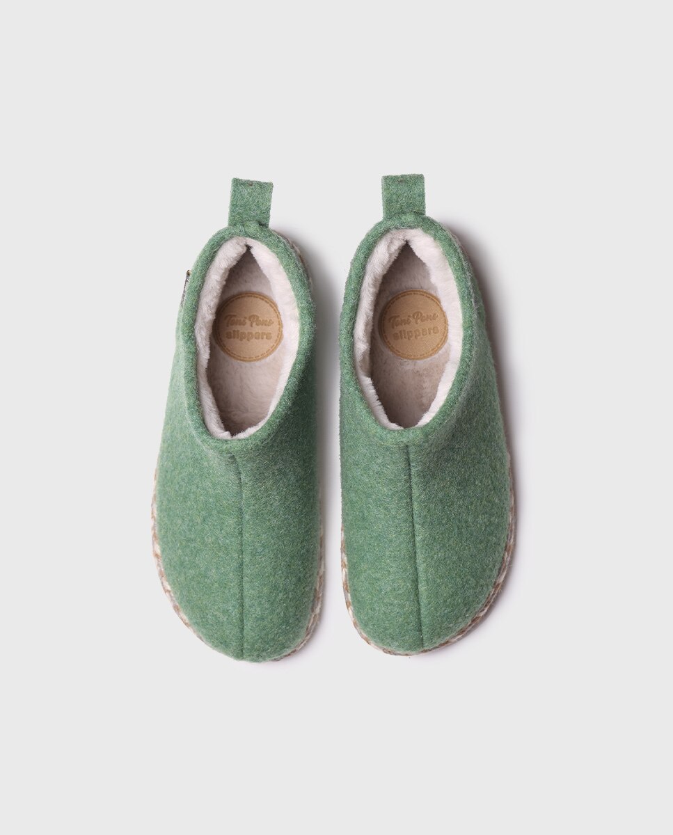 Pantufas Fechadas Tipo Botim Verde-3