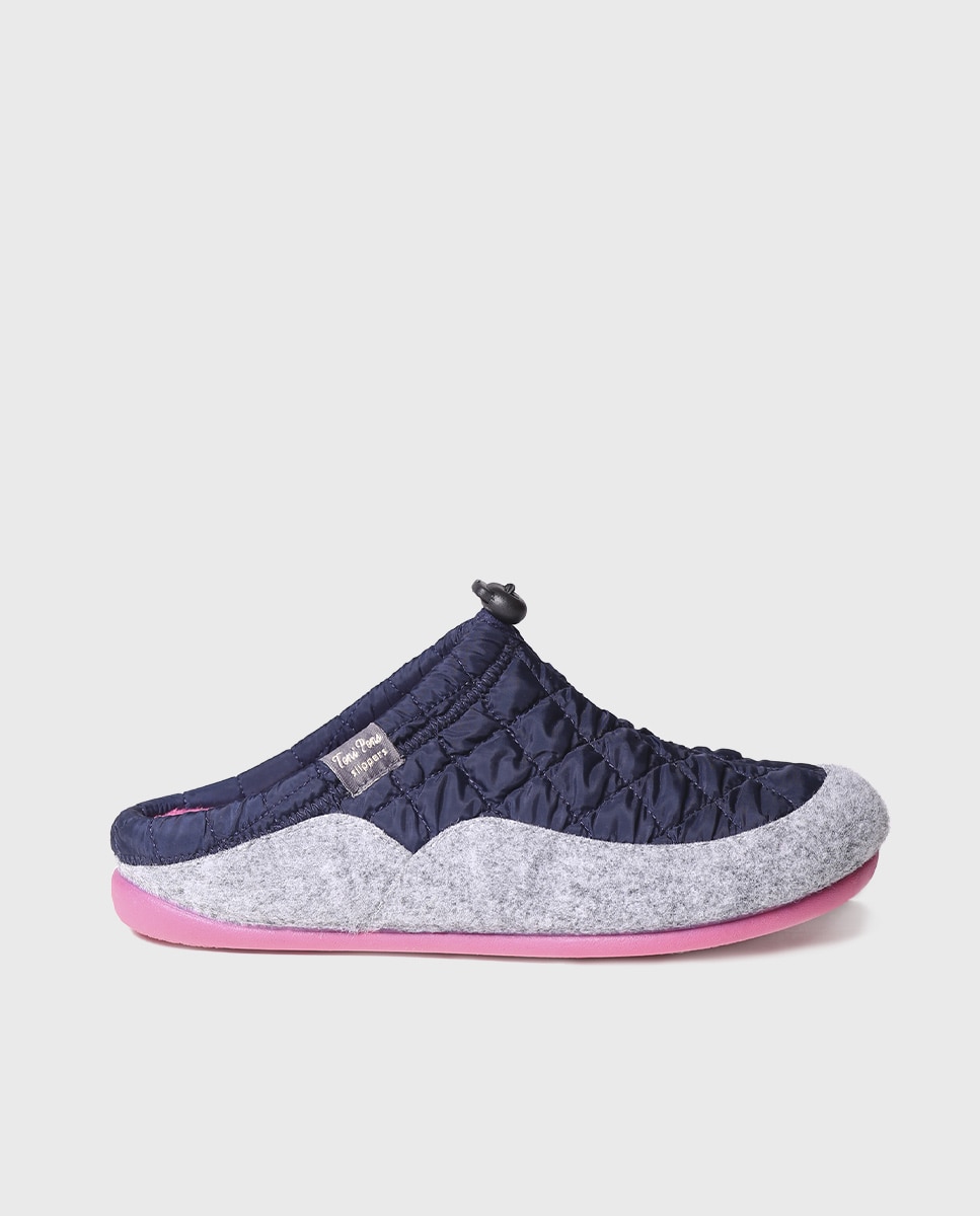 Pantufas Fechadas de Tecido Acolchoado Rosa-1