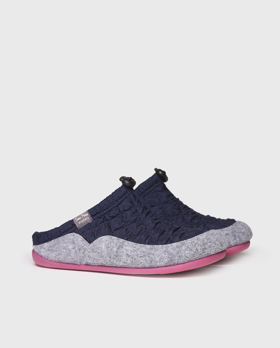 Pantufas Fechadas de Tecido Acolchoado Rosa-2