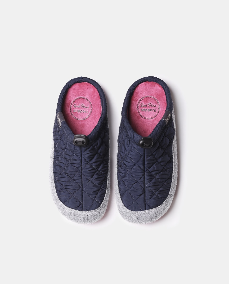 Pantufas Fechadas de Tecido Acolchoado Rosa-3