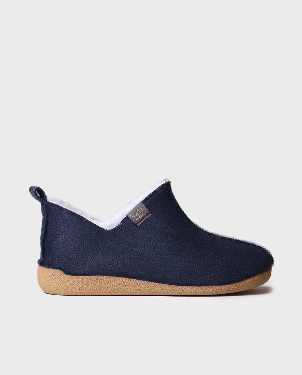 Pantufas Fechadas Tipo Botim Azul-marinho-1