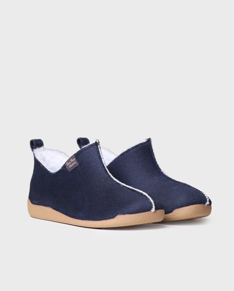 Pantufas Fechadas Tipo Botim Azul-marinho-2